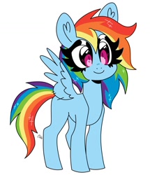 Size: 1280x1489 | Tagged: safe, artist:noctisidious, imported from derpibooru, rainbow dash, pegasus, pony, cute, dashabetes, female, mare, missing cutie mark, simple background, solo, white background