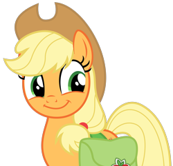 Size: 2431x2341 | Tagged: safe, artist:sketchmcreations, imported from derpibooru, applejack, earth pony, pony, hearthbreakers, applejack's hat, bag, cowboy hat, cute, female, hat, jackabetes, mare, saddle bag, simple background, smiling, solo, transparent background, vector