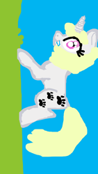 Size: 540x960 | Tagged: safe, artist:pawstheartest, imported from derpibooru, oc, oc only, pony, unicorn, 1000 hours in ms paint, female, horn, mare, paw prints, sideways image, solo, unicorn oc