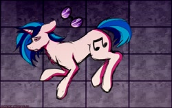 Size: 1280x802 | Tagged: safe, artist:sergefoxpaws, imported from derpibooru, dj pon-3, vinyl scratch, pony, unicorn, bedroom eyes, cutie mark, digital art, female, horn, lying down, mare, solo, sunglasses, tail