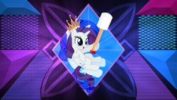 Size: 3840x2160 | Tagged: safe, artist:anime-equestria, artist:laszlvfx, edit, imported from derpibooru, rarity, pony, crown, female, food, jewelry, marshmallow, rarity is a marshmallow, regalia, solo, wallpaper, wallpaper edit