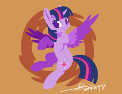 Size: 1584x1224 | Tagged: safe, artist:supermoix, imported from derpibooru, twilight sparkle, alicorn, pony, abstract background, cute, female, flying, lineless, mare, no pupils, simple background, solo, spread wings, twilight sparkle (alicorn), wings