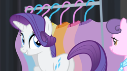 Size: 1280x720 | Tagged: safe, imported from derpibooru, screencap, rarity, suri polomare, earth pony, pony, unicorn, rarity takes manehattan, butt, female, mare, plot, rearity