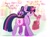 Size: 1800x1328 | Tagged: safe, artist:riukime, imported from derpibooru, twilight sparkle, oc, oc:jinx, alicorn, draconequus, hybrid, pony, baby, bag, checklist, commission, female, filly, interspecies offspring, levitation, magic, mama twilight, mother and child, mother and daughter, next generation, offspring, open mouth, paper bag, parent:discord, parent:twilight sparkle, parents:discolight, quill, saddle bag, scroll, telekinesis, twilight sparkle (alicorn)