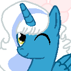 Size: 145x145 | Tagged: safe, alternate version, artist:adoptiverse, imported from derpibooru, oc, oc:fleurbelle, alicorn, pony, adorabelle, alicorn oc, bow, cute, female, hair bow, horn, mare, simple background, smiling, transparent background, wingding eyes, wings, yellow eyes