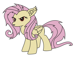 Size: 2122x1644 | Tagged: safe, artist:daringdo-while, artist:vinylwalk3r, editor:vinylwalk3r, imported from derpibooru, fluttershy, bat pony, pony, female, hair, pink, present, simple background, solo, transparent background, vector, yellow