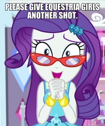 Size: 600x718 | Tagged: safe, edit, edited screencap, imported from derpibooru, screencap, rarity, costume conundrum, equestria girls, equestria girls series, spoiler:eqg series (season 2), caption, costume conundrum: rarity, female, glasses, image macro, memeful.com, rarity's glasses, solo, text