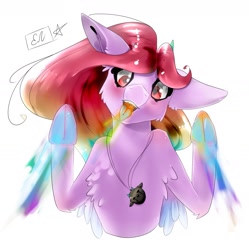 Size: 1795x1751 | Tagged: safe, artist:ellis_sunset, imported from derpibooru, oc, oc only, pegasus, pony, bust, chest fluff, frog (hoof), jewelry, necklace, paint, pegasus oc, signature, simple background, solo, tongue out, underhoof, white background, wings