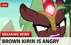 Size: 541x346 | Tagged: safe, edit, edited screencap, imported from derpibooru, screencap, cinder glow, summer flare, kirin, sounds of silence, angry, break your own news, breaking news, imminent nirik