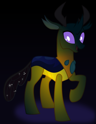 Size: 2800x3600 | Tagged: safe, artist:byteslice, imported from derpibooru, pharynx, changedling, changeling, .svg available, fluorescent, happy, male, prince pharynx, raised hoof, smiling, solo, svg, vector