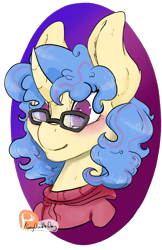 Size: 1295x1994 | Tagged: safe, artist:daniefox, imported from derpibooru, oc, oc only, pony, unicorn, bust, clothes, female, glasses, mare, portrait, simple background, solo, sweater, transparent background