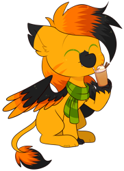 Size: 1884x2608 | Tagged: safe, artist:jetjetj, imported from derpibooru, part of a set, oc, oc only, hybrid, pony, chibi, clothes, colored wings, commission, cute, male, scarf, simple background, solo, transparent background, two toned wings, wings, ych result