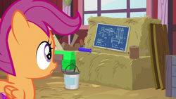 Size: 1920x1080 | Tagged: safe, imported from derpibooru, screencap, scootaloo, pony, the big mac question, blueprint, female, hammer, screwdriver, solo