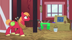 Size: 1920x1080 | Tagged: safe, imported from derpibooru, screencap, big macintosh, pony, the big mac question, blueprint, hammer, male, screwdriver, solo