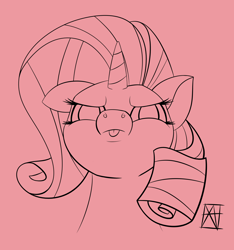 Size: 2480x2651 | Tagged: safe, artist:naen, imported from derpibooru, rarity, pony, unicorn, :p, angry, cute, female, lineart, looking at you, mare, minimalist, modern art, pink background, raribetes, simple background, solo, tongue out