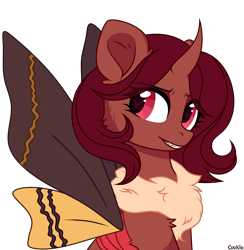 Size: 2908x2980 | Tagged: safe, artist:kawaiizhele, imported from derpibooru, oc, oc only, oc:flechette, oc:red flux, changeling, moth, mothling, original species, female, mare, red changeling, simple background, solo, transparent background