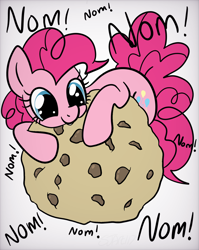 Size: 1536x1928 | Tagged: safe, artist:sjart117, imported from derpibooru, pinkie pie, earth pony, pony, big eyes, cookie, cute, diapinkes, female, food, giant food, mare, nom, silly, solo