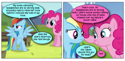 Size: 868x426 | Tagged: safe, artist:dziadek1990, edit, edited screencap, imported from derpibooru, screencap, pinkie pie, rainbow dash, testing testing 1-2-3, comic, conversation, dialogue, screencap comic, slice of life, text