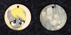 Size: 1024x513 | Tagged: safe, artist:malte279, imported from derpibooru, derpy hooves, pegasus, pony, craft, cutie mark, female, jewelry, pendant, traditional art, wood