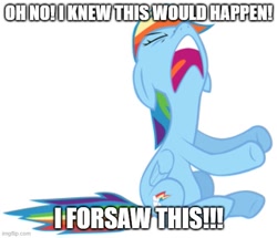 Size: 539x463 | Tagged: safe, edit, edited screencap, imported from derpibooru, screencap, rainbow dash, pony, sonic rainboom (episode), caption, drama queen, female, image macro, mare, meme, misspelling, my life is ruined, rainbowdrama, scout, scream fortress, simple background, sitting, solo, team fortress 2, text, white background