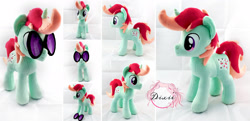 Size: 3059x1482 | Tagged: safe, artist:dixierarity, imported from derpibooru, oc, oc only, oc:jonin, pony, unicorn, commission, dj glasses, glasses, handmade, male, plushie, solo, stallion, vinyl scratch's glasses, vinyl's glasses