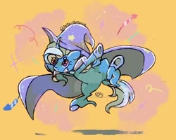 Size: 400x320 | Tagged: safe, artist:icecreamsandwich12, imported from derpibooru, trixie, pony, unicorn, cape, clothes, hat, magic, midair, trixie's cape, trixie's hat