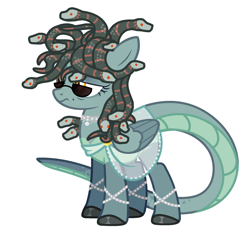 Size: 1864x1737 | Tagged: safe, artist:beautifulspaceshow, imported from derpibooru, oc, oc only, oc:stony gaze, medusa, original species, pegasus, pony, snake, snake pony, anklet, beauty mark, bracelet, clothes, female, jewelry, mare, markings, necklace, robe, see-through, simple background, solo, sunglasses, unamused, unshorn fetlocks, white background