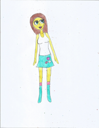 Size: 1700x2200 | Tagged: safe, artist:justinandrew1984, imported from derpibooru, fluttershy, equestria girls, clothes, female, natural hair color, solo, traditional art