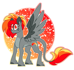 Size: 2933x2753 | Tagged: safe, artist:crazysketch101, imported from derpibooru, oc, oc only, oc:cinder burnside, pegasus, pony, circle background, simple background, solo, white background