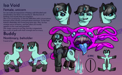 Size: 1860x1150 | Tagged: safe, artist:leastways, imported from derpibooru, oc, oc only, oc:iso, pony, unicorn, beholder, female, horn, reference, reference sheet, unicorn oc