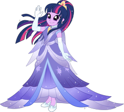 Size: 4972x4500 | Tagged: safe, artist:limedazzle, imported from derpibooru, twilight sparkle, equestria girls, the last problem, absurd resolution, beautiful, clothes, coronation dress, dress, equestria girls-ified, evening gloves, female, gloves, gown, jewelry, long gloves, pretty, second coronation dress, shoes, show accurate, simple background, smiling, solo, starry hair, tiara, transparent background, twilight sparkle (alicorn), waving