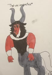 Size: 884x1280 | Tagged: safe, artist:whistle blossom, imported from derpibooru, lord tirek, centaur, dialogue, looking at you, male, signature, simple background, solo, talking to viewer, traditional art, white background