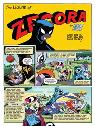 Size: 768x1024 | Tagged: safe, artist:andypriceart, idw, imported from derpibooru, cactus rose, crystal (character), dust devil (comic), marini, medley brook, zecora, abada, kelpie, zebra, spoiler:comic90, ball, batman, book, cape, clothes, crystal (g4), dungeons and dragons, dust devil (idw), female, larp, nonbinary, ogres and oubliettes, preview, season 10, shield, sword, weapon, younger