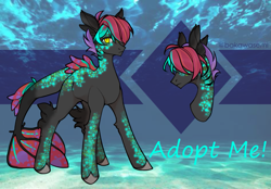 Size: 1297x902 | Tagged: safe, artist:inkynotebook, imported from derpibooru, oc, oc only, earth pony, pony, base used, bust, earth pony oc, fish tail