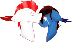 Size: 2221x1337 | Tagged: safe, artist:toptian, imported from derpibooru, oc, oc only, earth pony, pony, bust, crying, duo, earth pony oc, eyes closed, male, simple background, stallion, white background