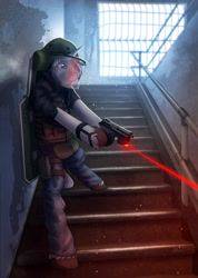 Size: 3103x4355 | Tagged: safe, artist:helmie-art, artist:helmie-d, imported from derpibooru, oc, oc:dark tempest, bipedal, blitz, gun, rainbow six siege, tactical, weapon