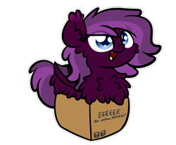 Size: 3250x2688 | Tagged: safe, artist:kimjoman, artist:php142, imported from derpibooru, part of a set, oc, oc only, oc:nightshine, bat pony, pony, bat pony oc, bat wings, box, chest fluff, commission, cute, female, fluffy, mare, pony in a box, simple background, solo, transparent background, wings, ych result, your character here