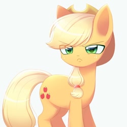 Size: 640x640 | Tagged: safe, artist:koiisu, imported from derpibooru, applejack, earth pony, pony, no second prances, angry, applejack is best facemaker, applejack is not amused, cute, eye clipping through hair, female, jackabetes, madorable, mare, scene interpretation, scowl, solo, unamused