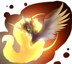 Size: 1024x911 | Tagged: safe, artist:screwchaos, imported from derpibooru, daybreaker, pony, rapidash, bust, evil grin, female, grin, mane of fire, mare, portrait, simple background, smiling, solo, spread wings, transparent background, wings