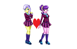 Size: 3125x2000 | Tagged: safe, artist:the-butch-x, edit, imported from derpibooru, suri polomare, upper crust, equestria girls, background human, female, heart, infidelity, lesbian, shipping, shipping domino, simple background, suricrust, transparent background