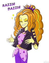 Size: 1207x1563 | Tagged: safe, artist:elioo, imported from derpibooru, adagio dazzle, equestria girls, equestria girls series, spoiler:eqg series (season 2), eyes closed, female, razzle dazzle, simple background, solo, white background