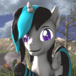 Size: 1000x1000 | Tagged: safe, artist:christian69229, imported from derpibooru, oc, oc only, oc:luke quint, alicorn, pony, 3d, alicorn oc, bust, clothes, horn, looking at you, male, portrait, socks, solo, source filmmaker, stallion, striped socks, wings