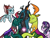 Size: 2048x1536 | Tagged: safe, artist:melspyrose, imported from derpibooru, ocellus, pharynx, queen chrysalis, starlight glimmer, thorax, changedling, changeling, changeling queen, pony, unicorn, a better ending for chrysalis, changedling brothers, character development, crying, cute, cutealis, diaocelles, eyes closed, female, imminent transformation, king thorax, male, mare, pharybetes, prince pharynx, simple background, tears of joy, teary eyes, thorabetes, white background