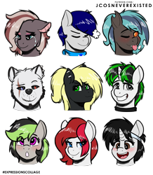 Size: 4093x4685 | Tagged: safe, artist:jcosneverexisted, imported from derpibooru, oc, oc only, oc:efflorescence, oc:elli, oc:kernel crash, oc:sora, oc:spiky flair, oc:svebia, oc:veen sundown, oc:voren, oc:waterpony, bear, changeling, pony, blushing, crying, female, male, mare, sundown clan