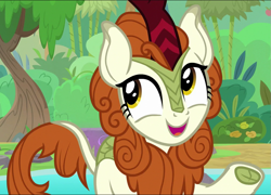 Size: 1003x722 | Tagged: safe, imported from derpibooru, screencap, autumn blaze, kirin, sounds of silence, awwtumn blaze, cropped, cute, female, open mouth, smiling, solo