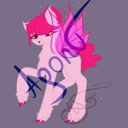 Size: 838x838 | Tagged: safe, artist:nel_liddell, imported from derpibooru, oc, oc only, pony, :p, butterfly wings, claws, signature, solo, tongue out, wings