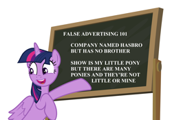 Size: 4380x3057 | Tagged: safe, alternate version, artist:sollace, derpibooru exclusive, imported from derpibooru, twilight sparkle, alicorn, pony, the hooffields and mccolts, .svg available, chalkboard, crossing the line twice, cute, female, looking back, mare, mind blown, open mouth, pointing, show accurate, simple background, smiling, solo, text, twiabetes, twilight sparkle (alicorn), vector, white background