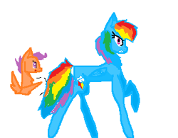 Size: 332x259 | Tagged: safe, artist:pawstheartest, imported from derpibooru, rainbow dash, scootaloo, pegasus, pony, bust, duo, female, filly, mare, raised hoof, simple background, white background