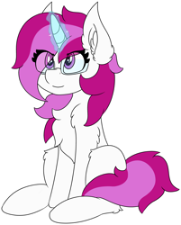 Size: 3602x4484 | Tagged: safe, artist:skylarpalette, imported from derpibooru, oc, oc only, oc:skylar palette, pony, unicorn, cheek fluff, chest fluff, cute, ear fluff, female, fluffy, glasses, happy, horn, looking up, magic, mare, simple background, sitting, smiling, solo, transparent background, unicorn oc