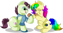 Size: 9000x4700 | Tagged: safe, artist:rainbowtashie, imported from derpibooru, donut joe, soarin', oc, oc:quick coffee, oc:rainbow tashie, alicorn, earth pony, pegasus, pony, unicorn, alicorn oc, butt, clothes, commissioner:bigonionbean, cookie, cutie mark, extra thicc, female, flank, food, fusion, fusion:donut joe, fusion:quick coffee, fusion:soarin', horn, male, mare, not an alicorn, plot, simple background, stallion, tongue out, transparent background, wings, writer:bigonionbean